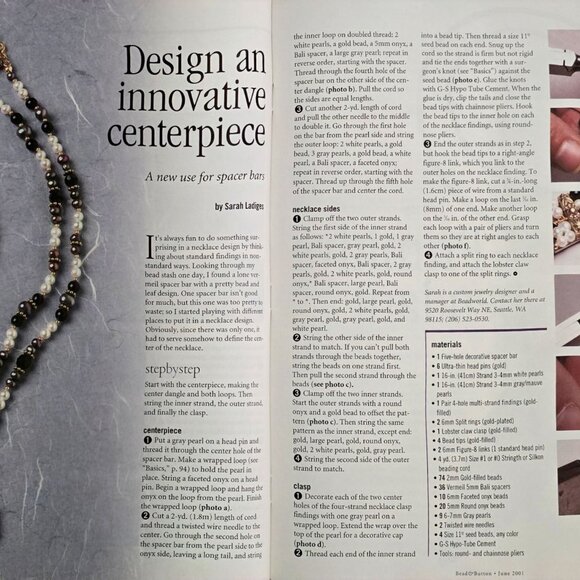 Bead And Button Magazine June 2001 Projects For Fashionable Jewelry And Accessor - Picture 7 of 16